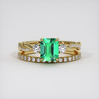 1.04 Ct. Emerald Ring, 18K Yellow Gold 1