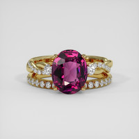 3.66 Ct. Purplish Pink Garnet Ring, 18K Yellow Gold 1