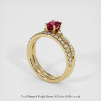 0.79 Ct. Ruby Ring, 18K Yellow Gold 2