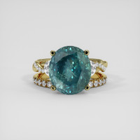 6.96 Ct. Bluish Green Sapphire Ring, 18K Yellow Gold 1