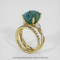 6.96 Ct. Bluish Green Sapphire Ring, 18K Yellow Gold 2