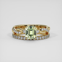 1.31 Ct. Yellowish Green Sapphire Ring, 18K Yellow Gold 1