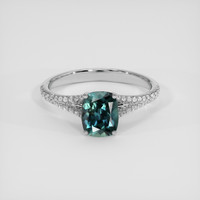 1.36 Ct. Bluish Green Sapphire Ring, Platinum 950 1