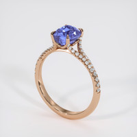 2.10 Ct. Purplish Blue Sapphire Ring, 18K Rose Gold 2