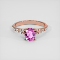 1.00 Ct. Purplish Pink Sapphire Ring, 18K Rose Gold 1