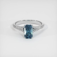 2.01 Ct. Greenish Blue Sapphire Ring, 10K White Gold 1