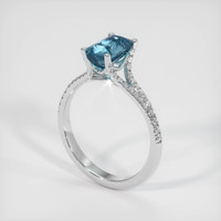 2.01 Ct. Greenish Blue Sapphire Ring, 10K White Gold 2