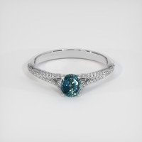 0.64 Ct. Greenish Blue Sapphire Ring, 10K White Gold 1