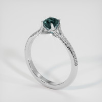 0.64 Ct. Greenish Blue Sapphire Ring, 10K White Gold 2