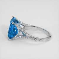 7.72 Ct. Swiss Blue Topaz Ring, 14K White Gold 4