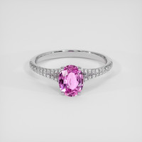 1.00 Ct. Purplish Pink Sapphire Ring, 14K White Gold 1