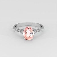 1.62 Ct. Padparadscha Sapphire Ring, 14K White Gold 1