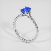 1.00 Ct. Blue Sapphire Ring, 18K White Gold 2