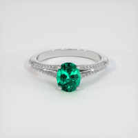 1.05 Ct. Emerald Ring, 18K White Gold 1