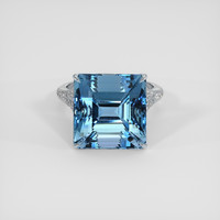10.86 Ct. Blue Aquamarine Ring, 18K White Gold 1