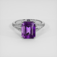 3.29 Ct. Purple Amethyst Ring, 18K White Gold 1