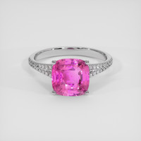 3.46 Ct. Pink Sapphire Ring, 18K White Gold 1
