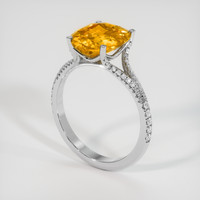 4.61 Ct. Orangish Yellow Sapphire Ring, 18K White Gold 2
