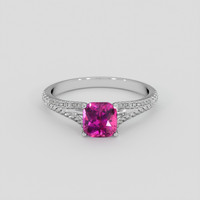 1.27 Ct. Purplish Pink Sapphire Ring, 18K White Gold 1