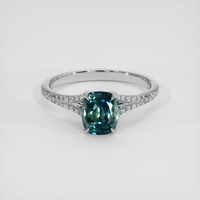 1.21 Ct. Bluish Green Sapphire Ring, 18K White Gold 1