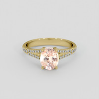 1.84 Ct. Peach Sapphire Ring, 10K Yellow Gold 1