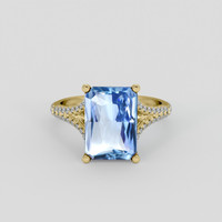 4.31 Ct. Blue Sapphire Ring, 10K Yellow Gold 1