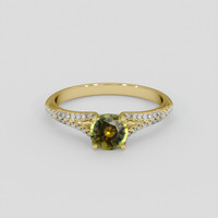 0.79 Ct. Yellowish Green Sapphire Ring, 10K Yellow Gold 1