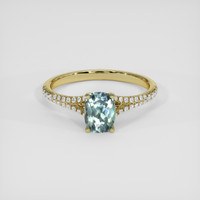 1.23 Ct. Bluish Green Sapphire Ring, 14K Yellow Gold 1