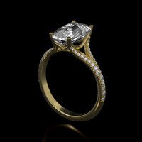 3.57 Ct. White Sapphire Ring, 14K Yellow Gold 2