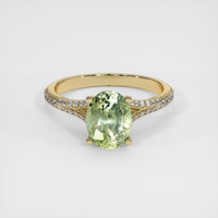 2.21 Ct. Yellowish Green Sapphire Ring, 14K Yellow Gold 1