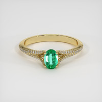 0.45 Ct. Emerald Ring, 18K Yellow Gold 1