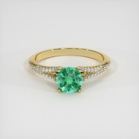 0.71 Ct. Emerald Ring, 18K Yellow Gold 1