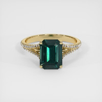 2.52 Ct. Bluish Green Sapphire Ring, 18K Yellow Gold 1
