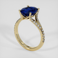 4.18 Ct. Blue Sapphire Ring, 18K Yellow Gold 2