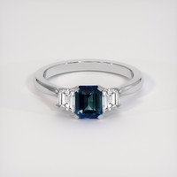 1.14 Ct. Greenish Blue Sapphire Ring, Platinum 950 1