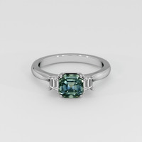 1.75 Ct. Bluish Green Sapphire Ring, Platinum 950 1