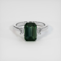 2.99 Ct. Bluish Green Sapphire Ring, 10K White Gold 1