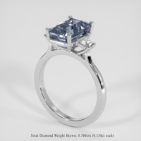 3.65 Ct. Blue Sapphire Ring, 14K White Gold 2