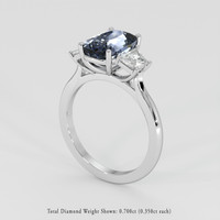 3.53 Ct. Greyish Blue Sapphire Ring, 14K White Gold 2