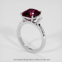 4.90 Ct. Purplish Pink Garnet Ring, 18K White Gold 2