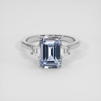 3.65 Ct. Blue Sapphire Ring, 18K White Gold 1
