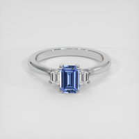 0.80 Ct. Blue Sapphire Ring, 18K White Gold 1