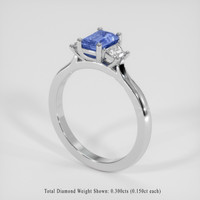 0.80 Ct. Blue Sapphire Ring, 18K White Gold 2