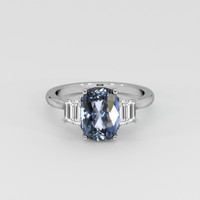 3.53 Ct. Greyish Blue Sapphire Ring, 18K White Gold 1