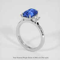3.81 Ct. Blue Sapphire Ring, 18K White Gold 2