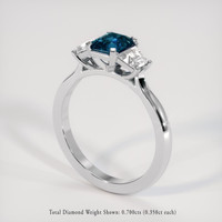 1.14 Ct. Greenish Blue Sapphire Ring, 18K White Gold 2