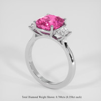 4.06 Ct. Pink Sapphire Ring, 18K White Gold 2