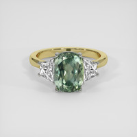 3.64 Ct. Green Sapphire Ring, 14K White & Yellow 1