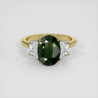 3.87 Ct. Green Sapphire Ring, 14K Yellow Gold 1