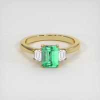1.02 Ct. Emerald Ring, 18K Yellow Gold 1